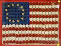 Framed Folk Art Painted Bottle Cap American Flag
