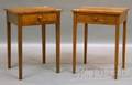 Two Pine and Cherry Onedrawer Stands with Tapering Legs