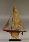 Painted Wooden Sailboat Model