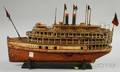 Painted Wood and Wire Steamship Model
