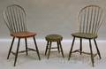 Two Painted Windsor Bowback Side Chairs and a Horsehairupholstered Blackpainted Windsor Stool