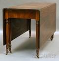Late Federal Deep Dropleaf Walnut Dining Table