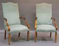 Pair of Southwood Federalstyle Upholstered Mahogany Lolling Chairs
