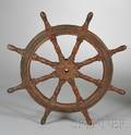 Redpainted Ironmounted Wooden Ships Wheel