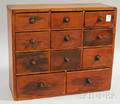 Redstained Wooden Elevendrawer Spice Chest