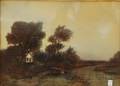 Continental School 19th Century River Landscape with House and Figure