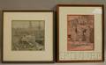 American School 20th Century Lot of Two Framed Pencil Drawings Signed HARLING Artist Painting on a Wharf