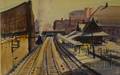 Charles Peter Demetropoulos GreekAmerican 19121976 View of Trinity Place Railroad Station Back Bay Boston c1950s