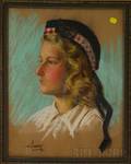 Harold W Cheney American 18891946 Portrait Head of a Woman in a Glengarry Cap