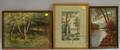 American School 19th20th Century Lot of Three Framed Woodland Views Moonlight on the River