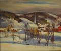 Robert J Freiman American 19171991 Snowy Valley with Church