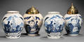 Four Dutch Delft Tobacco Jars