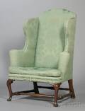 Queen Anne Upholstered Mahogany Easy Chair