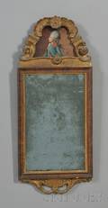 Gilt Gesso Carved and Walnut Veneer Mirror