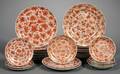Twentyfive Orange Sacred Bird and Butterfly Pattern Plates