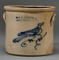 Small Cobalt Birddecorated Stoneware Crock