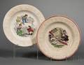 Two Transferdecorated Staffordshire Pottery Childrens ABC Plates