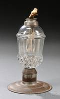 Pressed Glass and Tin MakeDo Whale Oil Lamp