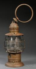 Brass and Etched Glass Railroad Lantern