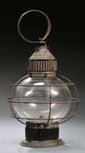 Fixed Round Globe Tin Lantern with Wire Guard