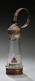 Etched Glass and Tin Presentation Lantern