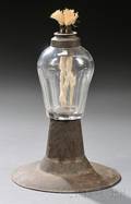 Pressed Glass and Tin MakeDo Whale Oil Lamp