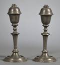 Pair of Pewter Whale Oil Lamps