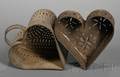 Two Heartshaped Pierced Tin Cheese Strainers