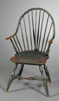 Painted Windsor Braced Bowback Continuous Armchair