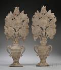 Pair of Tinware Urn of Flowers Garniture