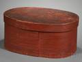 Large Oval Redpainted Lappedseam Covered Storage Box