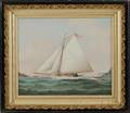 American School 19th Century Portrait of the Sloop Yacht DEFYER Sailing in New York Bay