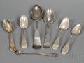 Six Coin Silver Spoons and a Small Ladle