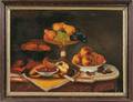 American School Early 19th Century Still Life with Fruit on a Marble Top Table