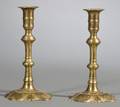 Pair of Brass Petalbase Candlesticks
