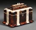 Motherofpearl Ivory and Tortoiseshell Veneer Double Tea Caddy