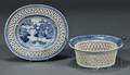 Small Nanking Pattern Porcelain Fruit Basket with Undertray