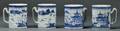 Four Blue and White Chinese Export Porcelain Mugs