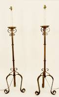 Pair of Wrought Iron Torchiere Lamps