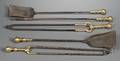 Two Sets of Brass and Iron Fire Tools