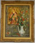 Serge Belloni Italian b 1925 Floral Still Life with Madonna