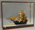 Cased Folk Carved and Painted Wood Twomasted Sailing Ship Model George London