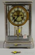 Nickel and Glass Mantel Clock