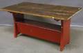Redpainted Rectangular Wood Hutch Table