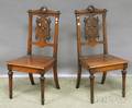Pair of Victorian Renaissance Revival Carved Walnut Liftseat Hall Chairs