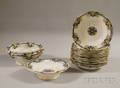 Eighteenpiece Davenport Gilt and Flow Blue Ironstone Soup Set