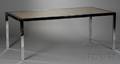 Milo Baughman Glasstop Hardwood and Steel Desk Table