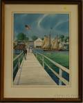 Earle G Barlow American 20th Century Walking Along the Boardwalk