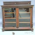 Late Victorian Glazed Carved and Turned Cherry Twodoor Side Cabinet
