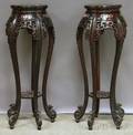 Pair of Asian Export Motherofpearlinlaid Carved Rosewood Stands